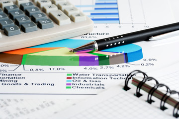 Stock market graphs analyzing.