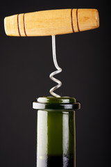 .Opening wine bottle close-up