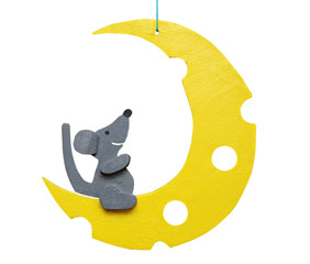Mouse and moon. Handmade toy.
