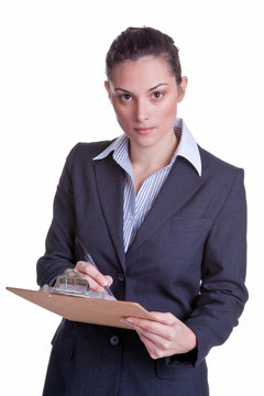 Female Businesswoman Conducting A Survey