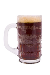 Big mug full of dark beer with froth isolated on white with clip