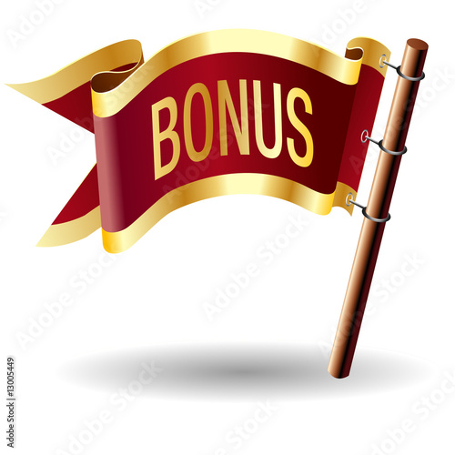 "Bonus icon on vector flag button" Stock image and royalty-free vector