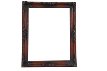 Antique wood frame with white background