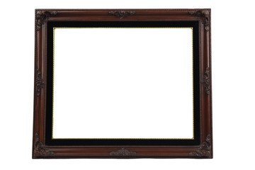 Vintage wood frame on white background