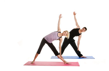 Man and Woman Doing Yoga
