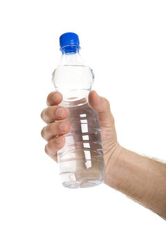 Hand holding a water bottle
