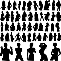 hot black girls vector silhouettes
