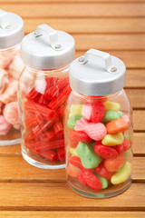 Glass jars of candies
