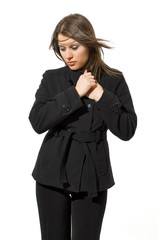 portrait of woman in black coat