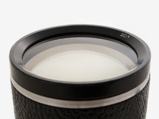 Black lens glass isolated on white