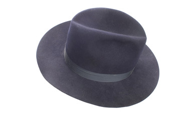 Blue fedora style felt hat