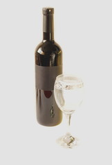 The bottle of old red wine