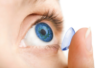 beautiful human eye and contact lens isolated