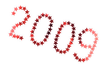 new year 2009 made of red stars isolated