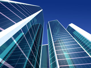 Obraz na płótnie Canvas Bürogebäude vor blauem Himmel