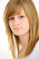 Closeup portrait of teen girl