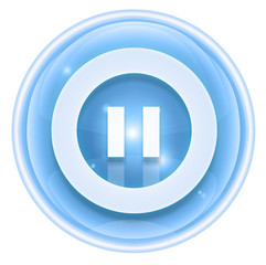 Pause icon ice, isolated on white background.