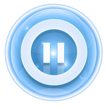Pause icon ice, isolated on white background.