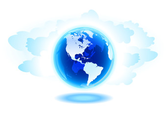 Globe and clouds