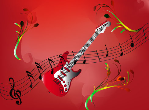 music notes and instrumental background - design element