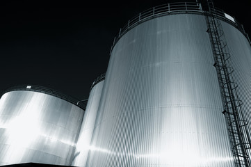fuel tanks in gleaming sunlight