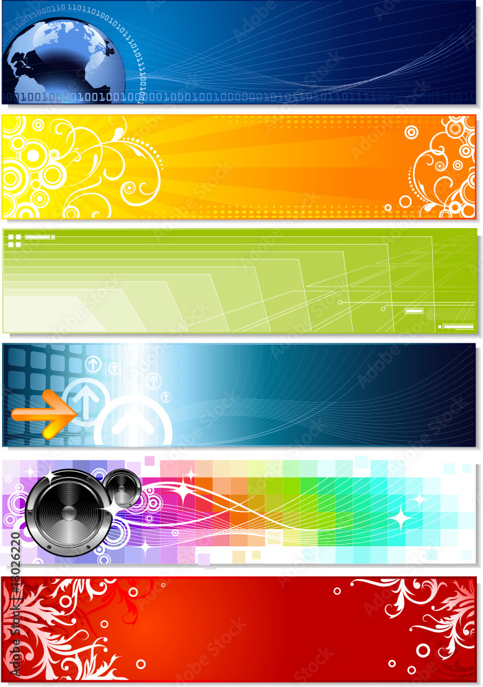 Wall mural set of 6 banners on different topics