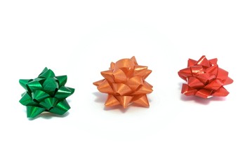 Green, Orange and Red Bows