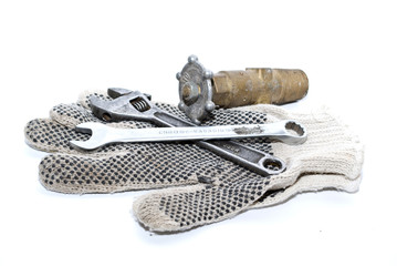 bathroom equipment on white background