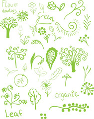 Hand drawn green doodles