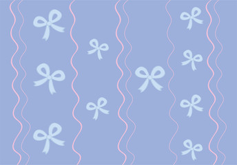 Violet background with wavy lines and bows