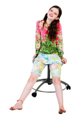 Fototapeta premium Girl Sitting On A Chair