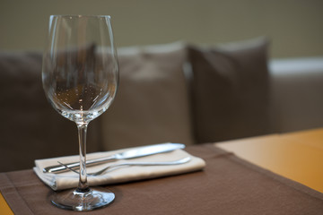 Expensive table set in haute cuisine restaurant