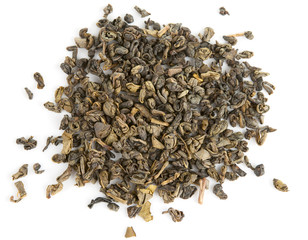 Handful of green tea leaves