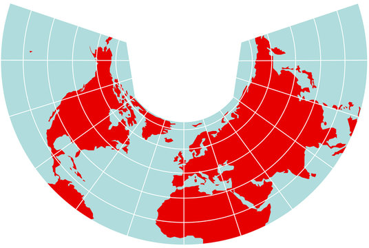 Karte der Nordhalbkugel in Albers-Projektion