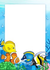 Fototapeta na wymiar Frame with tropical fishes 1