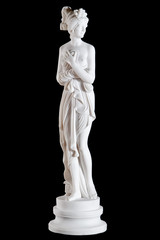 Classic white marble statue of a woman isolated on black