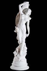 Classic white marble statue of Aprodite isolated on black