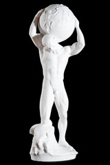 Obraz premium White classic statue of titan Atlas isolated on black