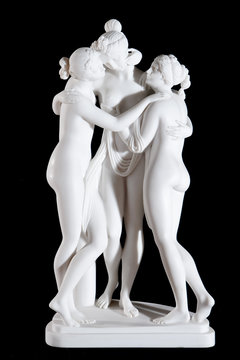 white marble statue "The Three Graces" by Antonio Canova