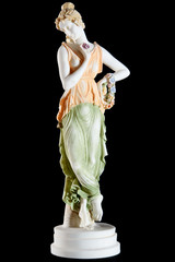 Naklejka premium Classic painted marble statue of a woman isolated on black