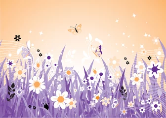 Store enrouleur tamisant Papillon Prairie de printemps magnifique