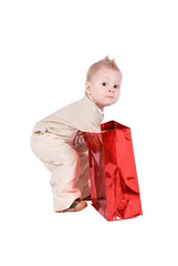 happy kid with his present