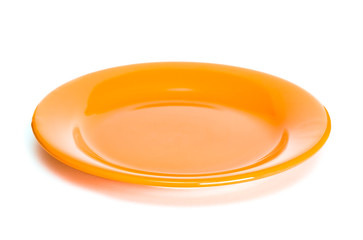 orange plate on white background