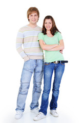 Fototapeta premium young happy loving couple standing together