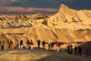 Photographing Manly Beacon from Zabriskie Point in Death Valley