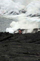 Lava flowing into the ocean