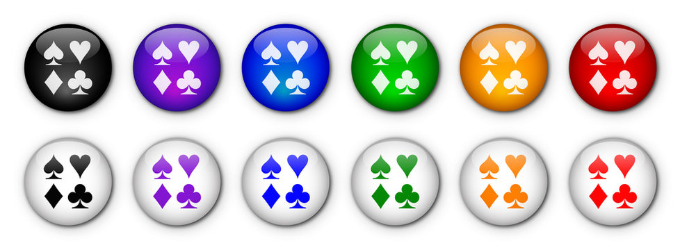 Boutons "Jeux de Cartes" (x12 - Multicolores)