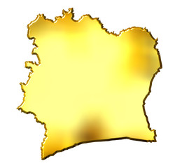 Ivory Coast 3d Golden Map