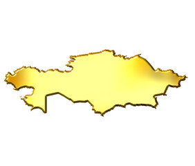 Kazakhstan 3d Golden Map