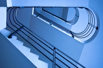Foto op Plexiglas Blue staircase © Denis Babenko